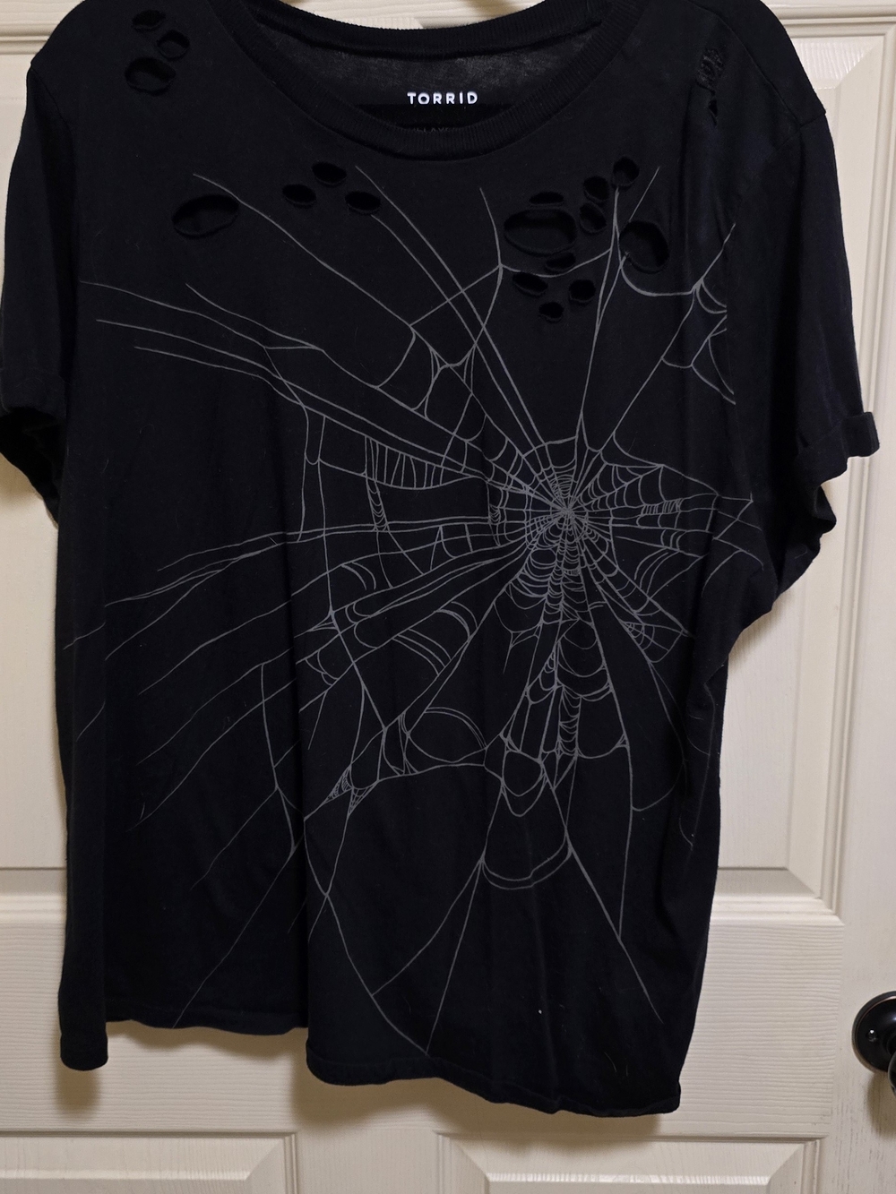torrid Black Short-Sleeve Spiderweb Graphic Tee